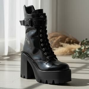 Jeffrey Campbell Viking Platform Boot Black New 10